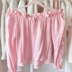 Pink Ruffle Off-the-Shoulder BP Blouse